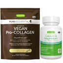 Vegan Vanilla Collagen Protein Powder + Kalcij & Magnezij kompleks paket, Celovita podpora kosti, Igennus