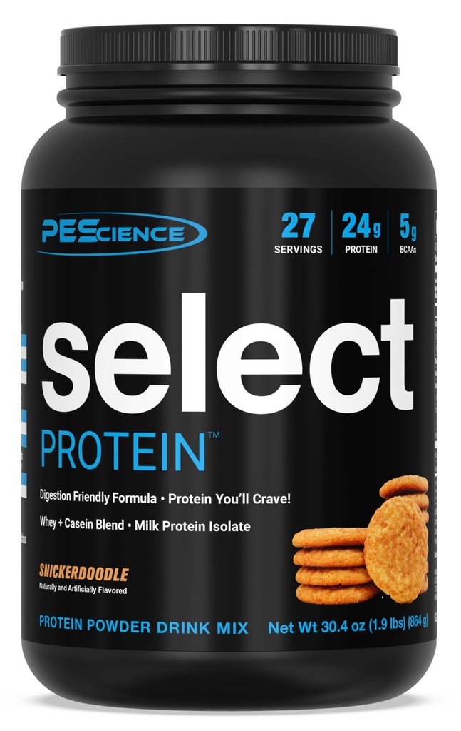 PEScience Select Protein Powder, Whey in Kazein Mešanica, Čisti Protein Powder za ženske in moške, Nizka kalorična, Nizka karb, Keto prijazno, Gluten Free - Snickerdoodle - 27 Servings