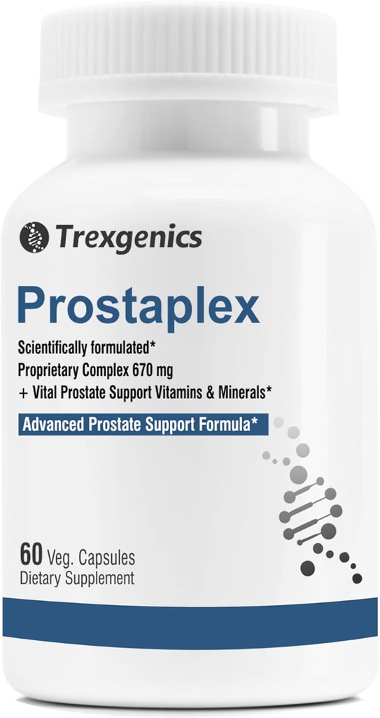 Trexgetics PROSTAPLEX Advanced Prostata Zdravje z beta-sitosterolom, Saw Palmetto Sting Nettle Pigeum Bučna kurkuma Quercetin likopen Selen Vitamin D3 Cinkov bor in K2-7 (60 kapsul Veg)