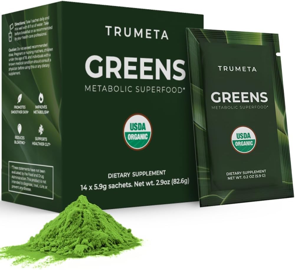 Zeleni puder potovalni paketi - 14 Servisi za spomin, Prebava I Najboljši okus Super zeleni Powder z organskim Spirulina, Goji, Pesa, Granatna I Vegan, Non-GMO