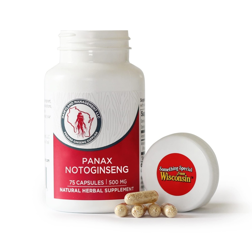 Mlekarna Ginseng - Notoginseng Kapsule - 75 ct - Tienchi Ginseng kompleksne kapsule - Verodostojna Notoginseng kapsula - Veganska Panax Ginseng Kapsule za uporabo kot vsakodnevna imunska podpora