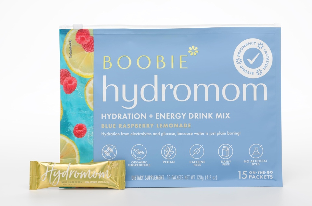 Boobie Hydromom Superfood Elektrolit Drink Mix, Blue Raspberry Lemonade 