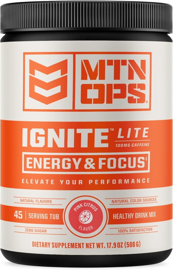 MTN OPS Prižiganje Energijski napitek v prahu Brez glutena Dodajanje dušikovega oksida Mešanica, L Arginin, L Citrulin, Kofein & Nootropic Sugar Prosti napitek Mešanica, 45 Serving, Pink Citrus