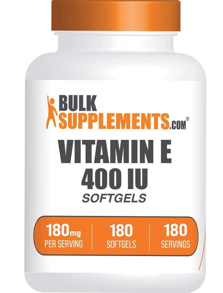 BulkSupplements.com Vitamin E 400 IU Softgels - Vitamin E Supplement, as D-Alpha-Tocopherol, Antioxidants - Gluten Free, 1 Softgel per Serving, 180 Count (Pack of 1)