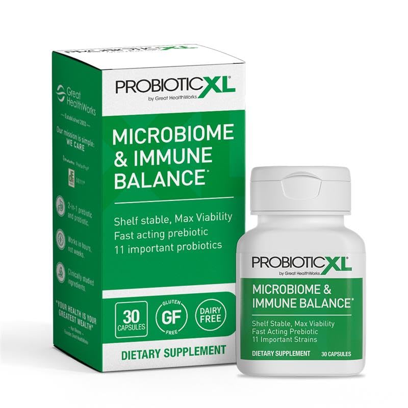 OmegaXL probiotikXL - probiotik & prebiotik, povoj Stable - Mešanica 11 sevi - spodbujanje zdravo rast Gut Flora, 12,5 milijard CFU - Non-GMO, Gluten-free - 30 Veggie Caps