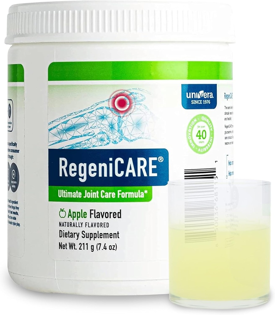Univera Regenicare Green Apple, Glukozamin, Chondroitin, MSM, Univestin, Skupno zdravje, Skupna podpora, Mobilnost + Fleksibilnost, Okus zelenega jabolka, Prašek, 30-dnevna dobava