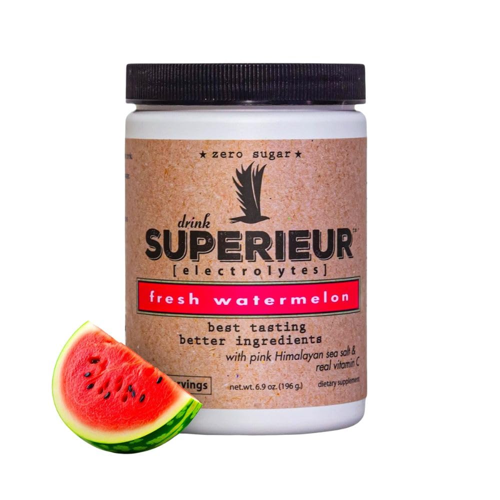 Superieur Elektroliti – Rastlinski elektrolitski dodatek w/Sea Minerals for Hydration & Recovery – Keto prijazno, Non-GMO, Zero Sugar, Vegan Zdravi športni napitek v prahu – lubenica (70 strežnice)
