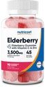 Nutricost Elderberry Gumies z vitaminom C & cink 90 Gumies - Gluten brezplačno, vegetarijanec