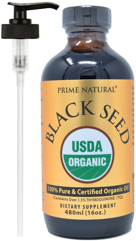 PRIME NARAVNO organsko črno seme olje 16oz - hladno stisnjeni visoki timokinon 1,7% USDA Certified - Turška porekla Potent Nigella Sativa Liquid - Vegan Omega 3 6 9, Antioksidant