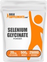 BulkSupplements.com Selenium Glycinate Powder - Selenium 200mcg, Mineral Supplement - Essential Trace Mineral & Gluten Free, 20mg per Serving, 500g (1.1 lbs) (Pack of 1)