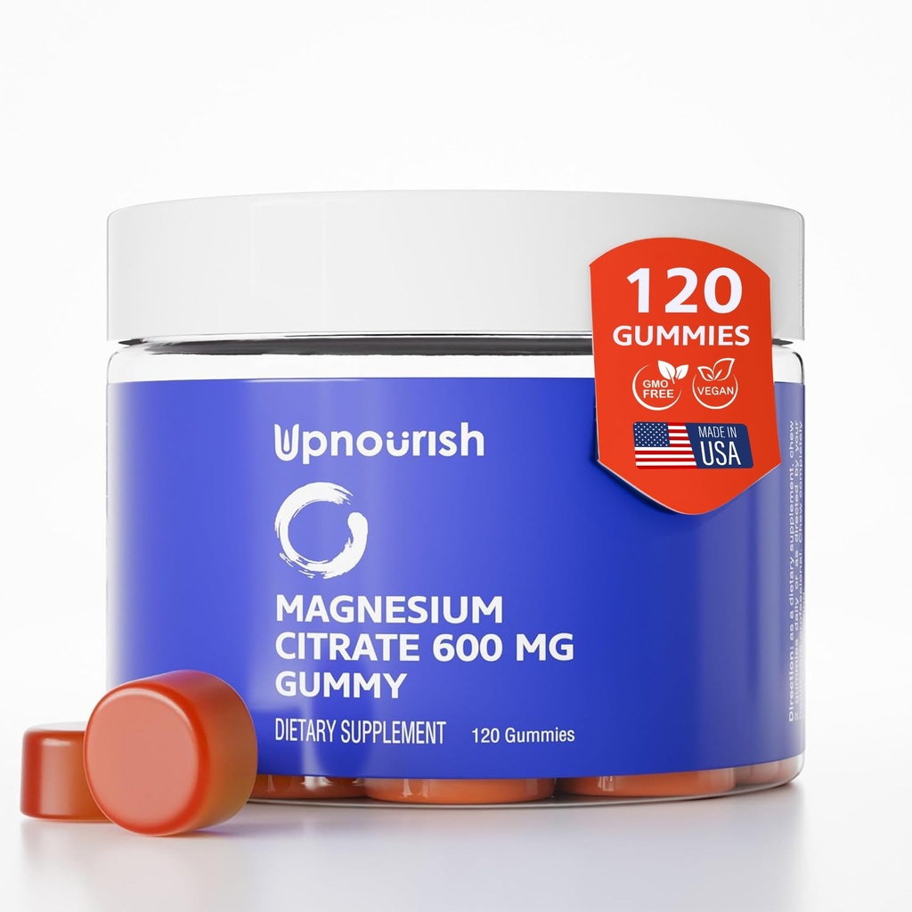 Gornourish Magnezij Gumies za odrasle & otroke Magnezijev Citrat Gumies 600mg, Calm Supplement for Muscle Relaxation, Bone and Digestive Health, Citrato de Magnesio, Vegan, Non-GMO, 120 Count