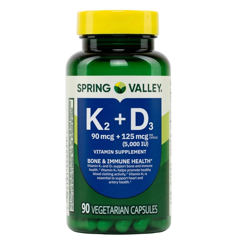 KP+ Vitamin K2 + D3 | Bone & Immune Health | Gluten Free | 90 Vegetarian Capsules | Pack of 1