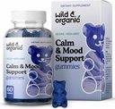 Wild & Organic Calm & Mood Gummies - Mood podpora dodatek - Umirjanje žveči w/Ashwagandha koren, Rhodiola Rosea, Lemon Balm - Ashwagandha dopolnila Gummies - 60 Count