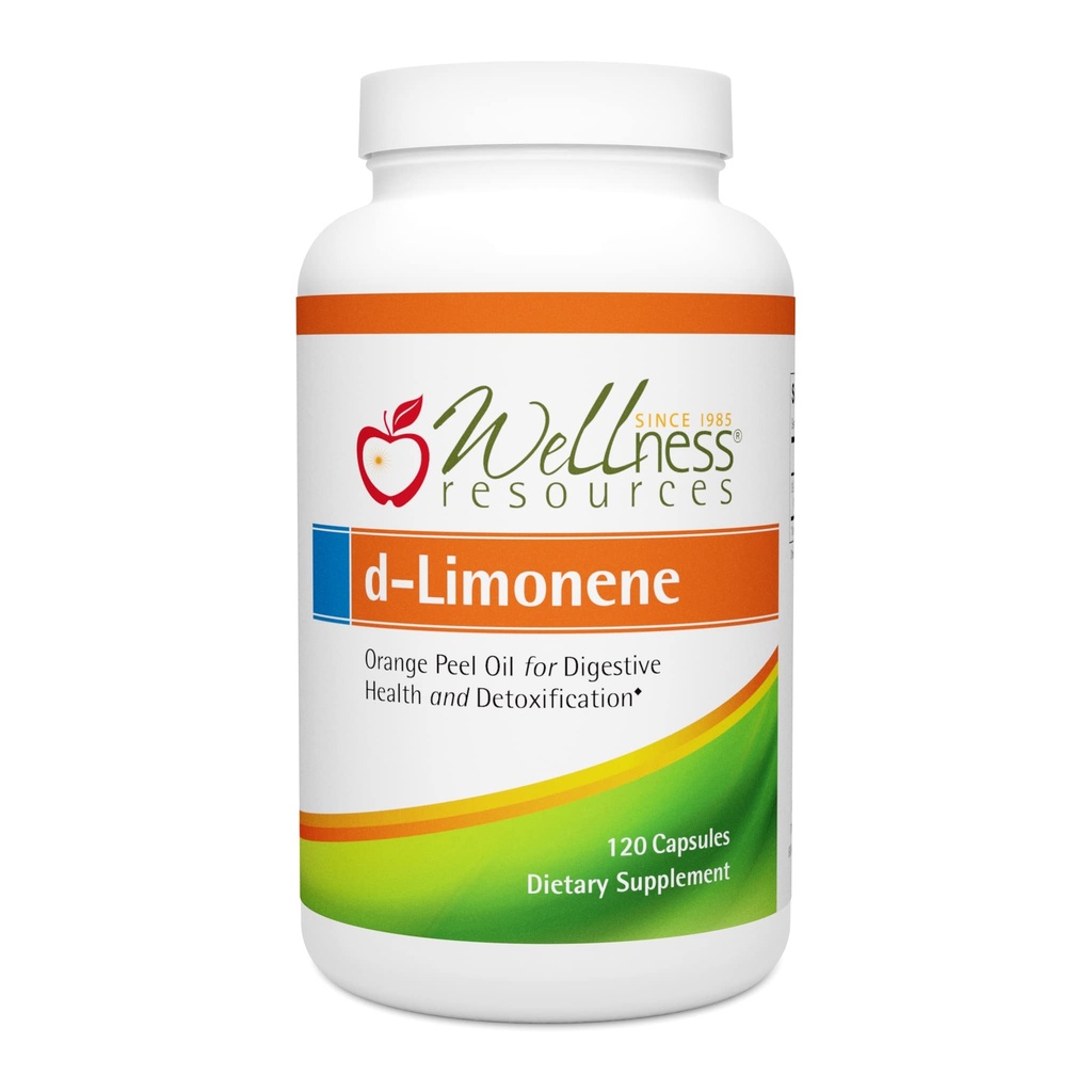 Wellness Resources Visoka moč d-Limone Kapsule 1000mg, 120 Kapsule - Oranžna Peel Extract za digestivno zdravje, Zgaga, Reflux kisline, Razstrupljanje