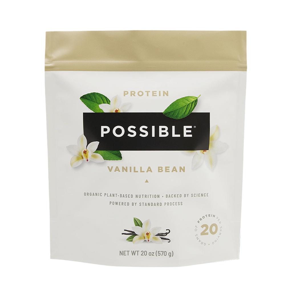 Protein Powder Vanilla Bean - 20g Vegana, na rastlinah osnovana beljakovinska mešanica - ne-GMO, ne-mlečni, gluten-free - 3,5g BCAA - 9 Esencialnih aminokislin - 15-dnevna zaloga - 1 vrečka, 15 servingov