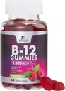 B12 Vitamini Energy Gumies 3000 μg - Extra Jakost B 12 Gummy za metabolizem in imunski sistem podpora - Žvečljiva prehrana B12 Dodatki za odrasle in otroke Kofein Brez Gummy Vitamin - 60 Gumies