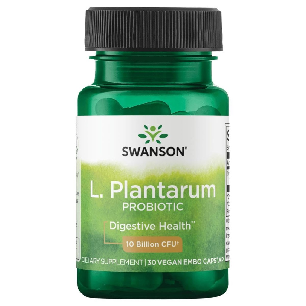 Swanson L. Plantarum - Prebavni dodatek za spodbujanje gastrointestinalnega ravnovesja in regularnosti črevesja - naravna formula za pomoč zmanjšati napihnjenost - (30 Veggie kapsule)