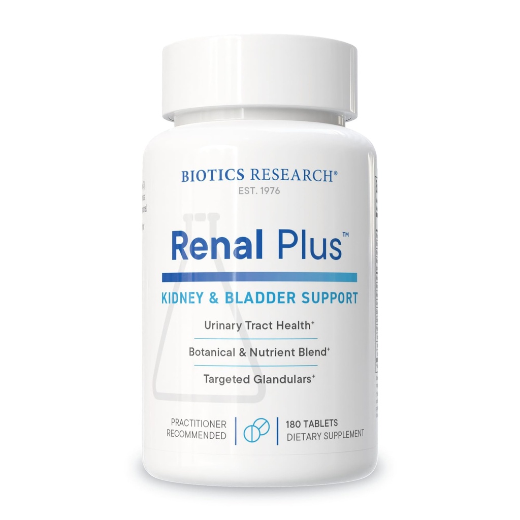 Biotics Research Renal Plus – Botanična, Glandularna in prehranska podpora za optimalno delovanje ledvic. Zdravje ledvic in podpira urološke funkcije –Ulva ursi, Buchu Leaf, Echinacea, Cranberry-180Tabs