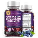 (2 Pack) Quercetin Gumies z bromelain cink Bezgove jagode Vitamin C D3 K2, Quercetin 1000mg dodatek z bromelain 500mg za kardiovaskularni, imunski sistem in alergija, Vegan Gummy za odrasle in otroka