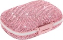 Luštna tablete Organizator Mali Bling tabletke Primer za Purse Medicine Vitamin Container Imetnik Dnevne tablete Box zabojnik za ženske potovalne medicine komplet (Pink)