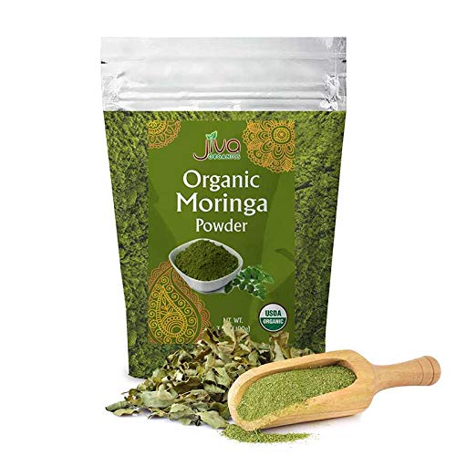 Jiva Organics Organic Moringa Leaf Powder 3.5 Oz in Resealable Bag - 100% Pure Oleifera Leaf Raw from India