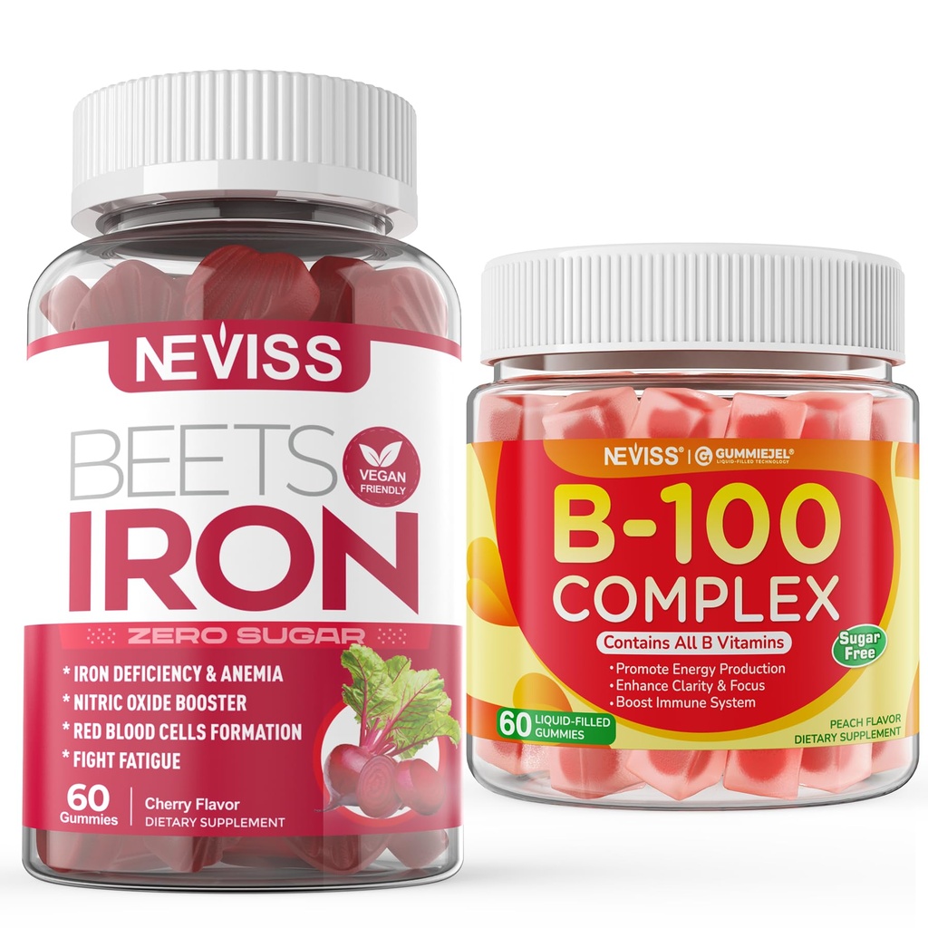 Železo brez sladkorja Gumiji+Vitamin B100 Complex