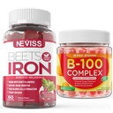 Železo brez sladkorja Gumiji+Vitamin B100 Complex