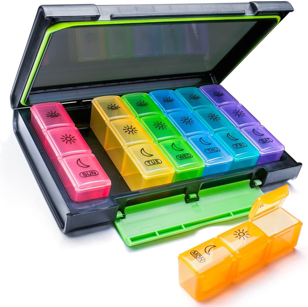 Tedenske tablete Organizator, 7 Day Pill Box (3-Times-A-Day) Prenosni za potovanje z vlažno-Proof Design Fill primeru tabletke/vitamin/ribje olje/dodatki