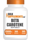 BulkSupplements.com Beta karoten 25000 i.e. softgels - vitamin A dodatek, Beta karoten dopolnila - za podporo oči, Gluten Free, 1 Softgel na strežbo, 365 Število (Pack of 1)