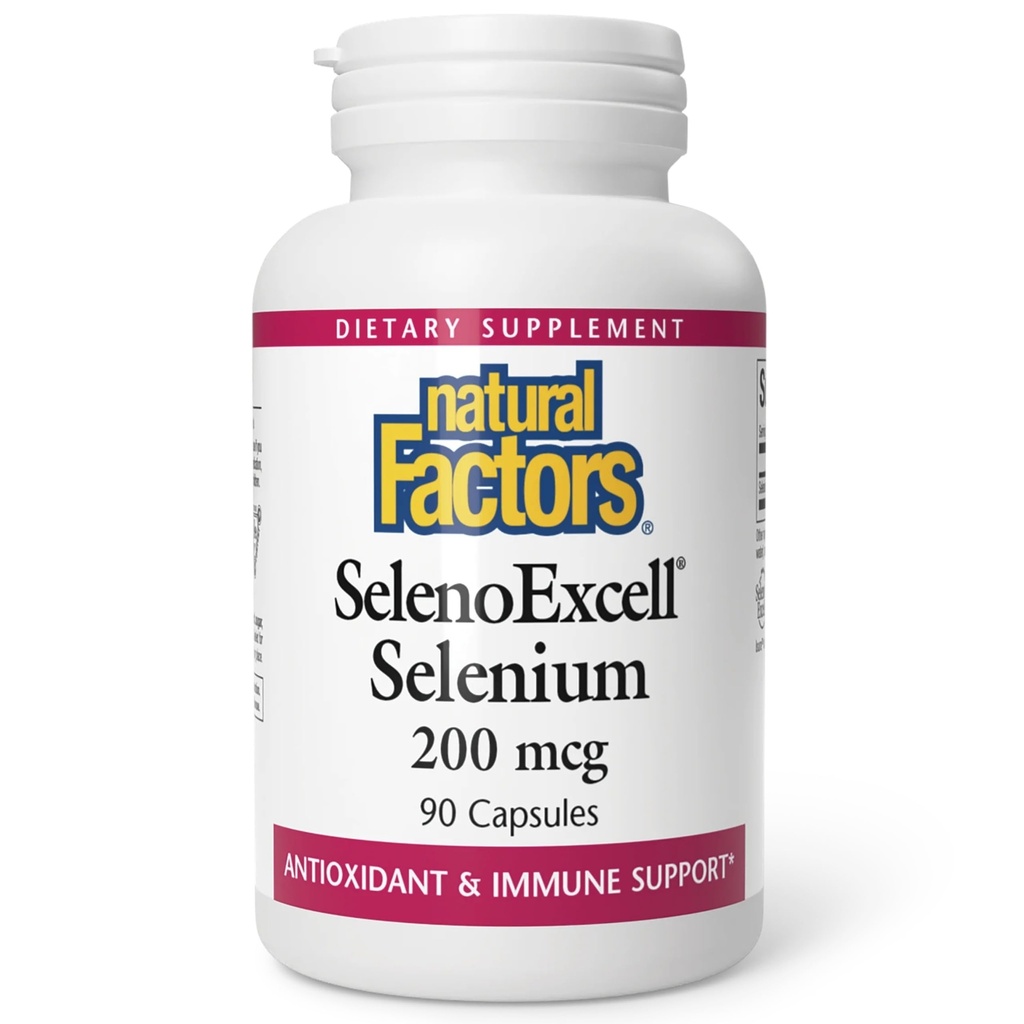 Naravni dejavniki, SelenoExcell Selenium 200mcg, antioksidant in imunske podpore, 90 kapsul