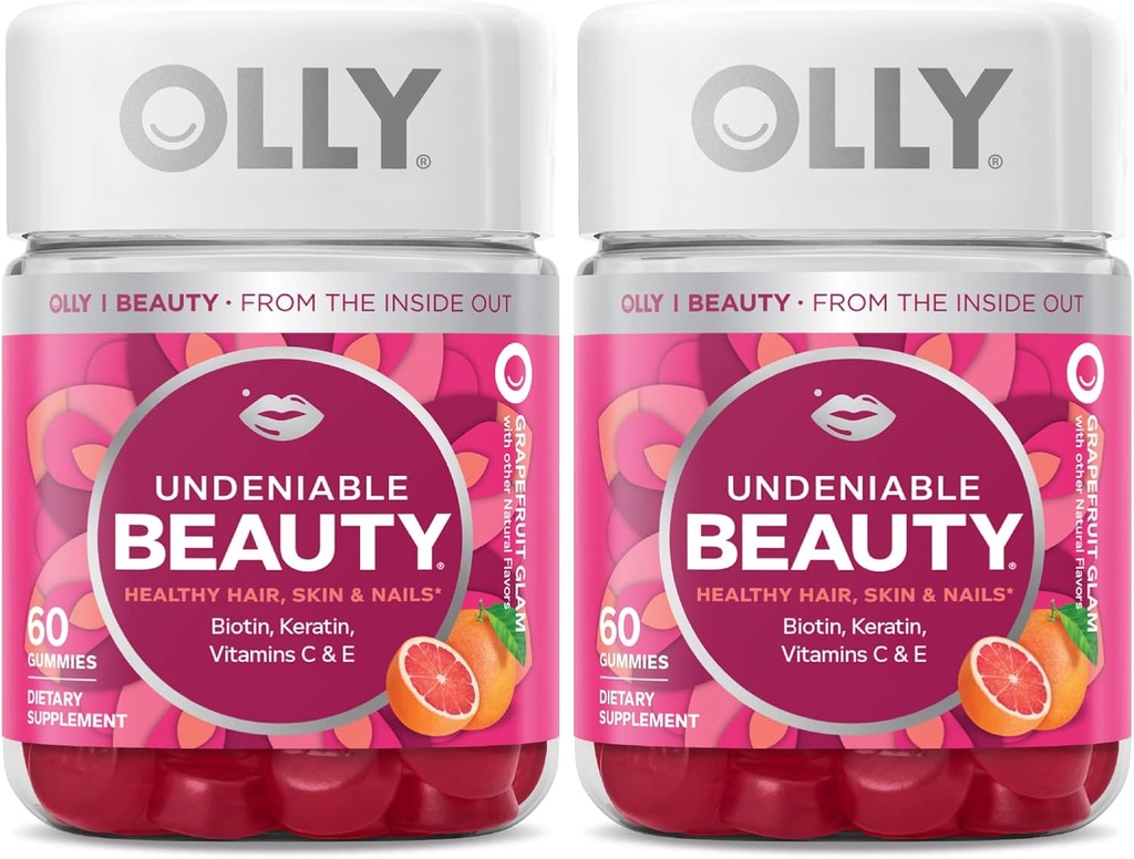 OLY Neodložljiva lepota Gummy, za lase, kožo, nohte, Biotin, Vitamin C, Keratin, Žvečljivi dodatek, Grenivke, 30 dan dobave - 120 Število