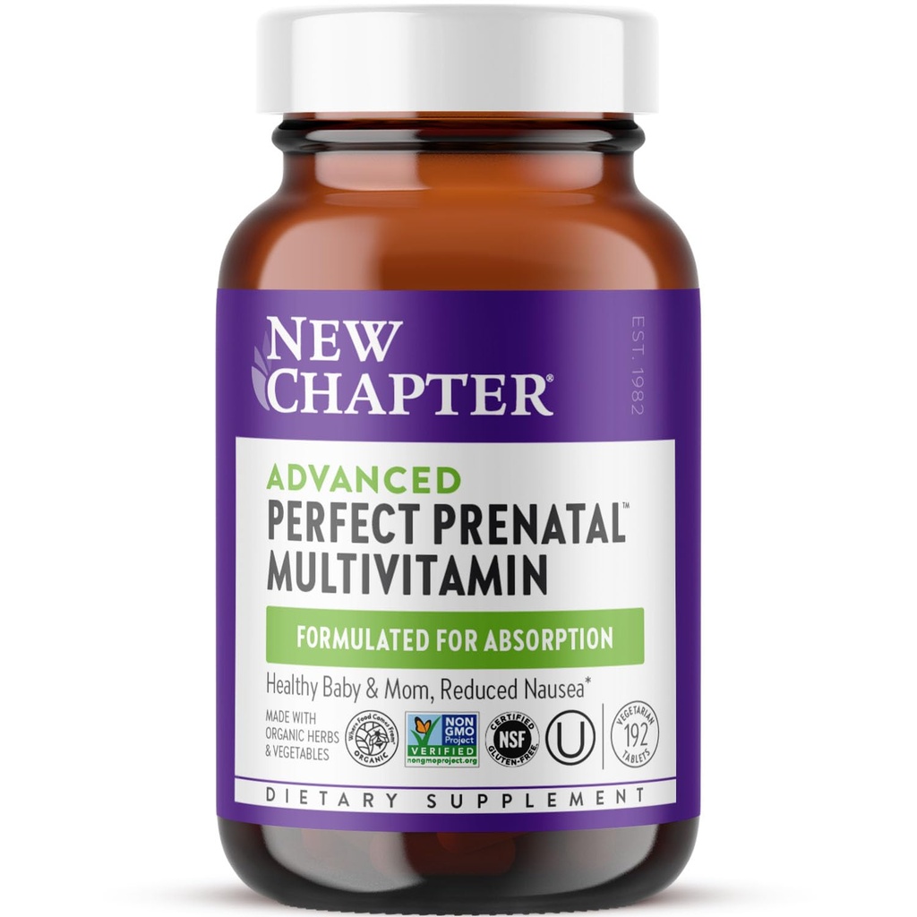 Novo poglavje Napredno Perfect Prenatal Vitamini, 192ct, Izdelano z organskimi, ne-GMO Sestavine za zdravo Baby & Mama - Folat (metilfolat), Fementirano železo, Vitamin D3 + Ginger