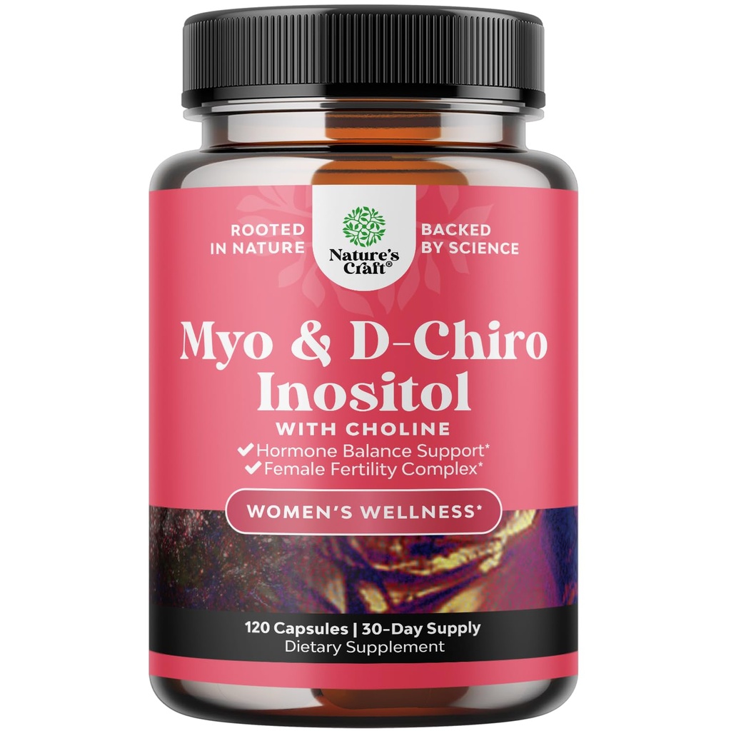 Myo-Inositol & D-Chiro Inositol kapsule - holin Inositol dodatek za podporo ciklusu in plodnosti - ženske Hormone Balance dodatek z Myo & D-Chiro Inositol Plus Choline Bitartrate