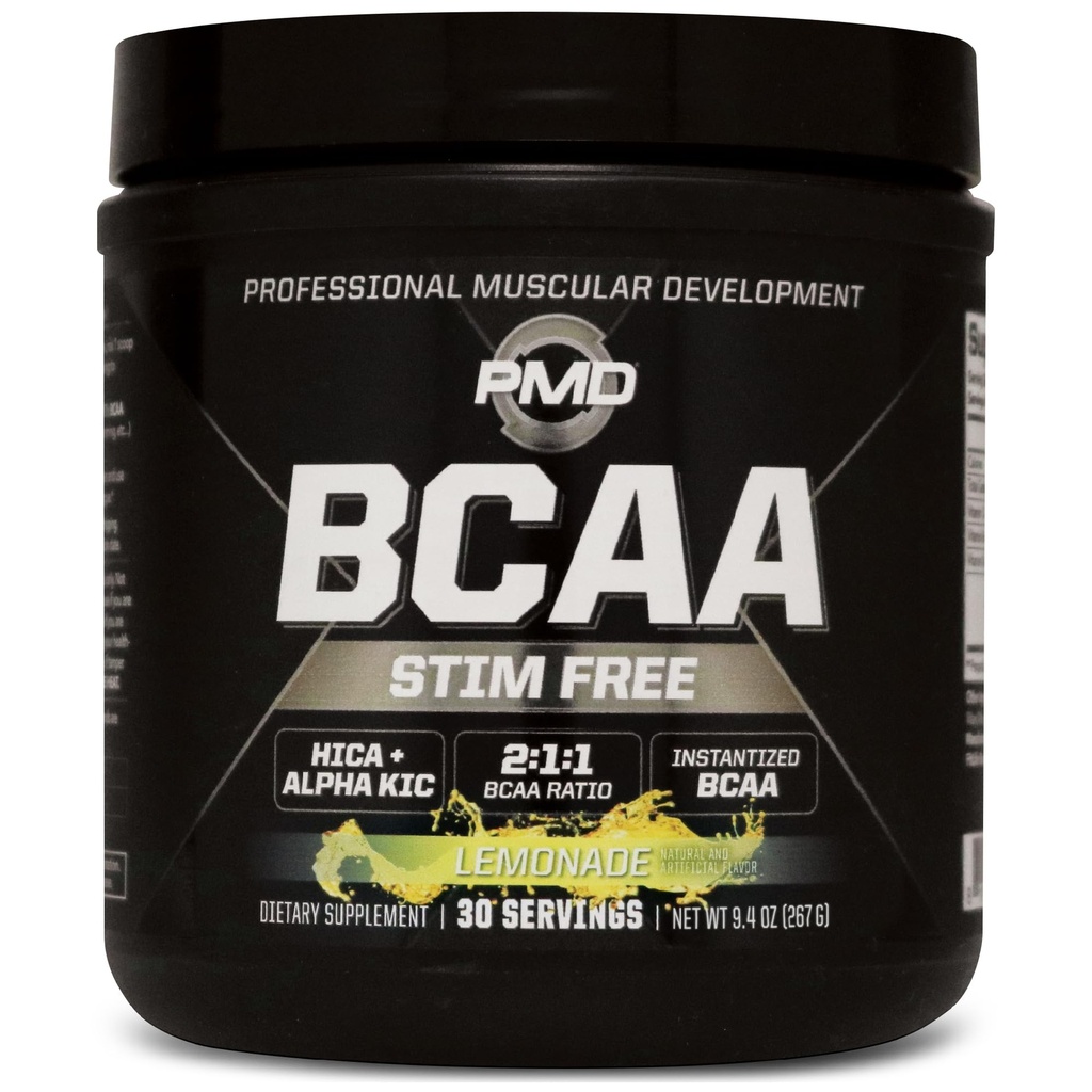 PMD Sports BCAA Stim-free Aminokisline - boljša učinkovitost vadbe, izboljšana regeneracija, dnevna energija, mišice graditelj, in mišična rezerva - BCAA Powder Drink Mix - limonada (30 strežb)