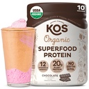 KOS Vegan Protein Powder, čokolada USDA Ekološka mešanica beljakovin z nizko vsebnostjo ogljikovih hidratov, rastlinska superhrana z vitamini in minerali - Keto, soja, brez glutena - nadomestek za ženske in moške - 10 obrokov