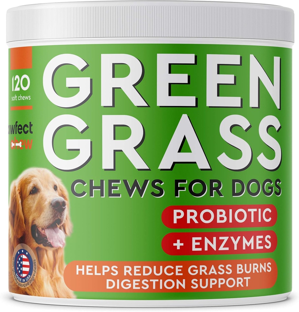 PAWFECTCHEW Pes Pee Grass Pomočnik - Trava Zdravljenje za pasji urin - Pes urin Nevtralizator za gorenja trave - Dog Pee Lawn Popravila Treatments with probiotics - Made in USA - 120 Chews