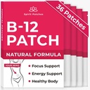 B12 Patches (Pack of 36) - 100% naravni vitamin obliži za ženske, energijo, fokus in podporo telesu, self-Adhesive Transparent Patches - Izboljšana formula