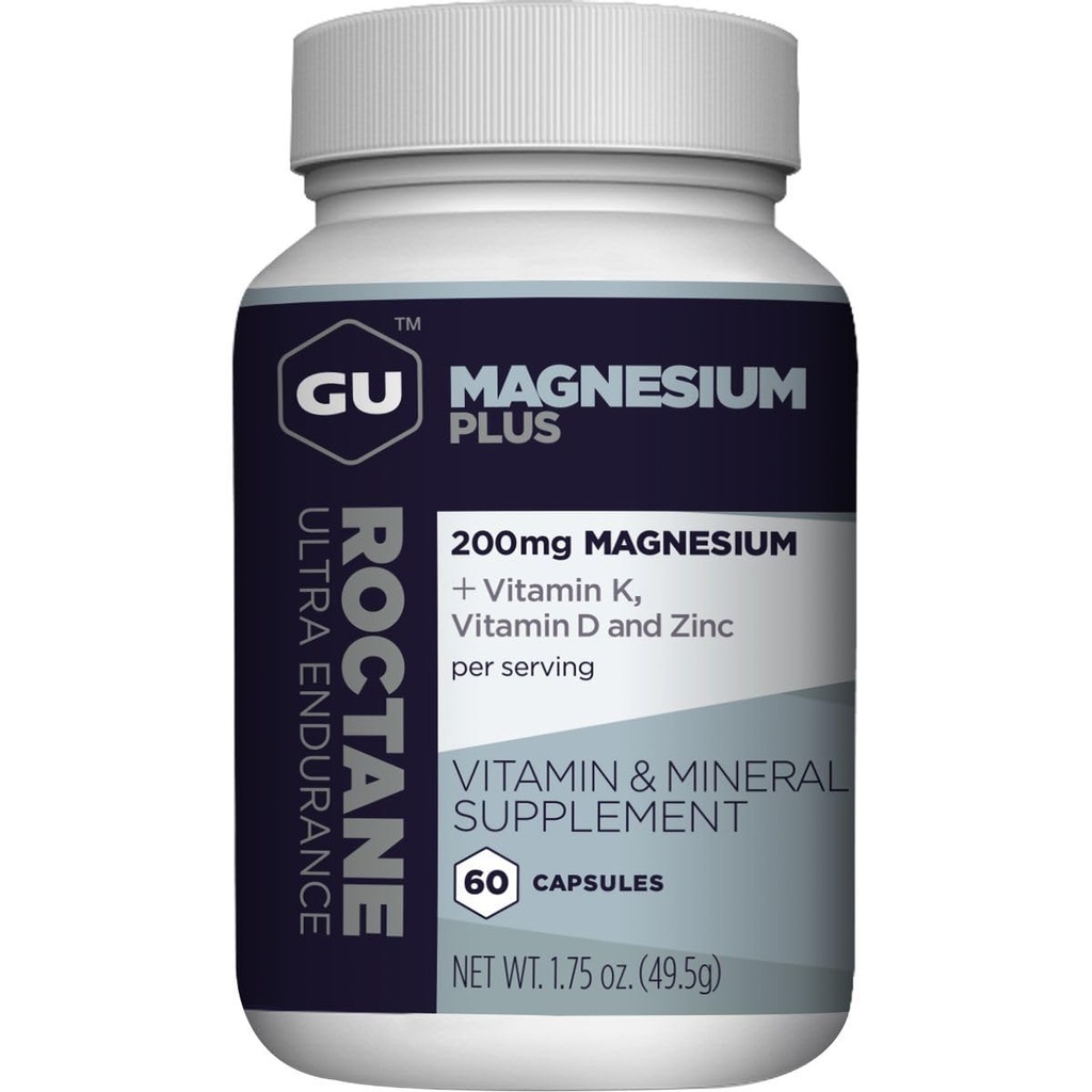GU Energy Roctan Magnezij Plus Kapsule z vitaminom K, D in cinkom, Informed Choice, Podpora za okrevanje po vsakem vadbi, 60-Count Steklenica (1-mesečna dobava)