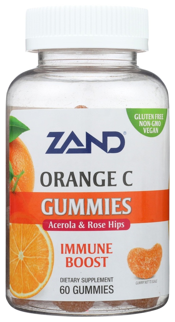 ZAND Immunity Orange Vitamin C Gumies, Wellness in imunske podpore dodatek, Žvečljivi vitamin C w/Citrus Bioflavonoidi, Rose HIPS in Acerola, Vegan, Gluten brezplačno, 60-dnevno garancijo, 30 Serving