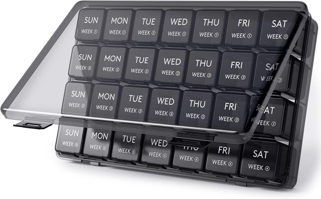 Lifewit Mesečni tablete Organizator, 28 Day Pill Box, 4 Tedens En mesec Pill Primeri, veliki oddelki Medicina Organizator za vitamine, ribje olje, dodatki