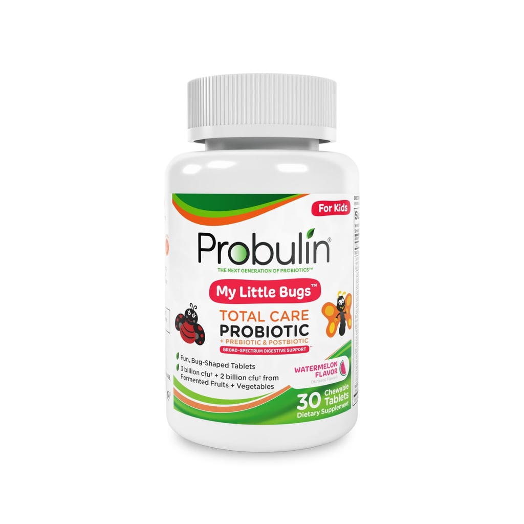 Probulin popolna nega otroci probiotične žvečljive tablete, Moji mali hrošči Prebiotiki, probiotiki, in postbiotiki Chew dodatki, 5 milijard CFU, 15 sevi, 30 Count steklenica