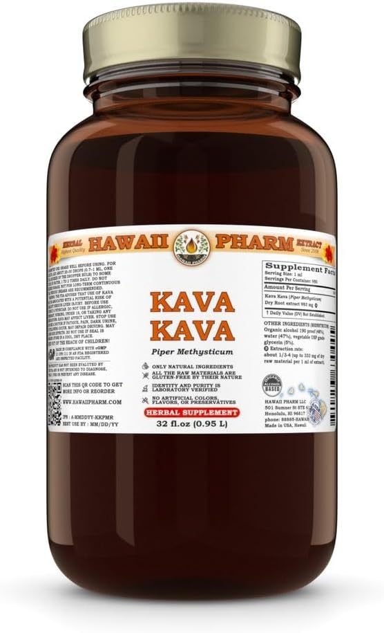 Havaji Pharm Kava Tekoči ekstrakt, Kava Kava (Piper Methysticum) Tinkture dodatek 32 oz Nefiltrirani