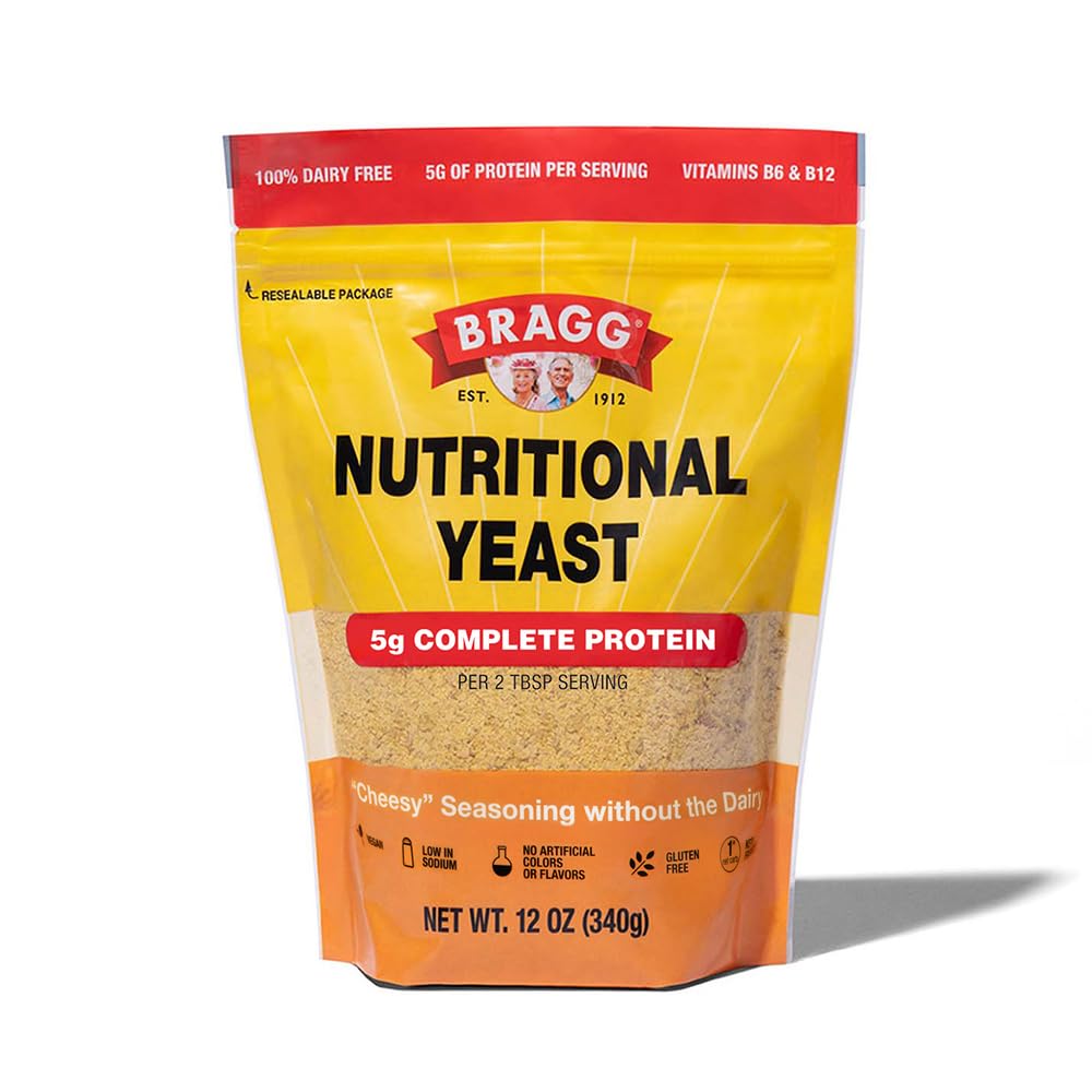 Bragg Premium Premium Nutritional Yeast Seasing - Vegan, Gluten Free – Dober vir beljakovin in vitaminov – Nutricious Savory Parmezan Sir substitute (Original, 12 Ounce (Pack of 1))
