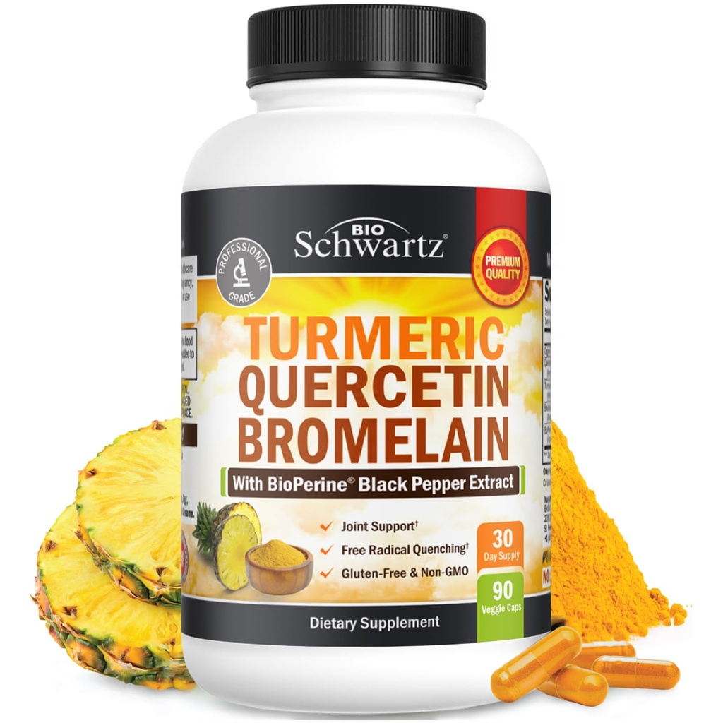 Kurkuma Quercetin z Bromelain dodatek - Naravna ekstra moč Imunska in skupna podpora z BioPerin črna paprika za Max Absorpcija - Organski Tumer Bromelain dodatek Vegan Safe, Non-GMO