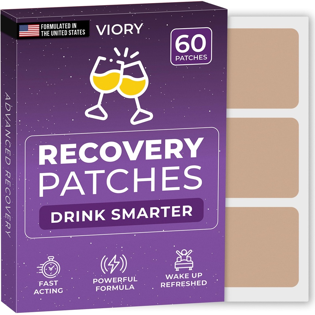 Recovery obliži 60 Pack - Prebudite se Osvežil in Energiran z našimi 100% naravne sestavine Patch za zabavo - Skin-prijateljsko in vodoodporno - Nanesite pred pitjem - Izboljšano Jutro Formula