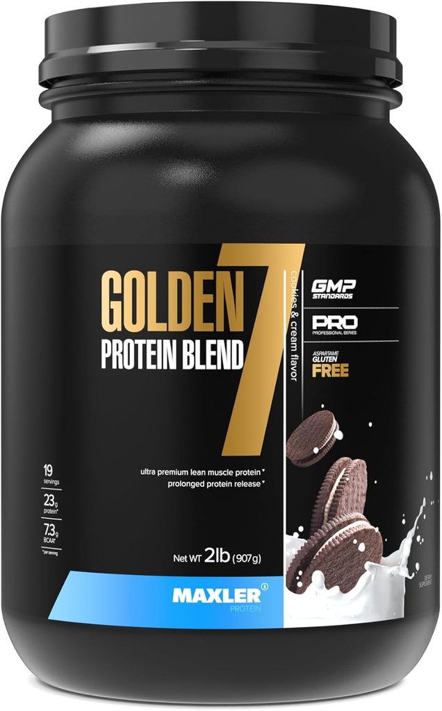 Maxler Golden 7 Beljakovinska mešanica - Beljakovine v prahu za pridobivanje in regeneracijo mišic - Piškotki in kremni proteini v prahu 2 lb