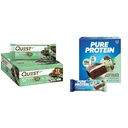 Quest Nutrition Mint Chocolate Chunk Protein Bars, 12 Count and Pure Protein Chocolate Mint Cookie Protein Bars, 12 Count Bundle