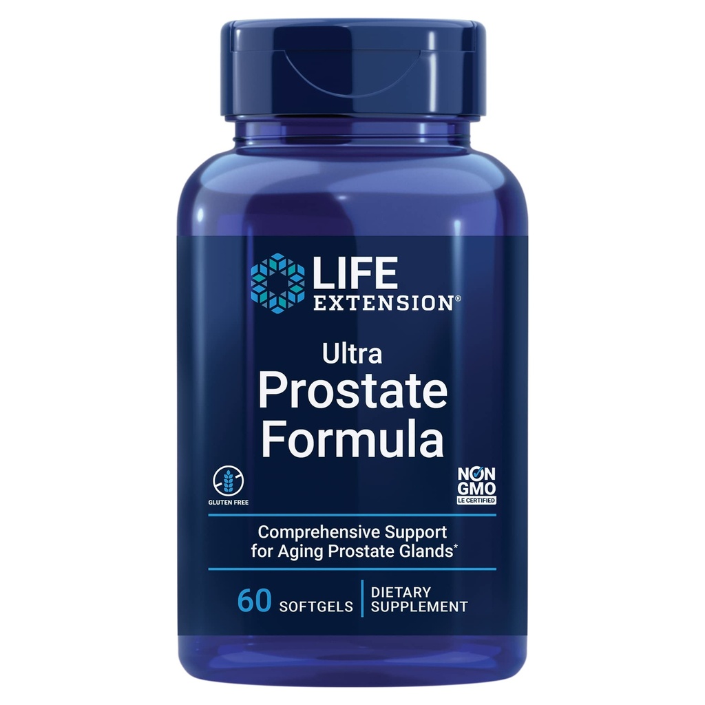 Life Extension Ultra Prostate Formula - Moški prostate zdravstveno dopolnilo z Beta Sitosterol, Saw Palmetto, Lycopen, Bucco Seme - 60 Softgels