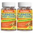 Kurkumin Gumies 500mg, z izvlečkom korena kurkuma, ingver, izvleček črnega popra, antioksidantna podpora, pomarančne arome, 60 Število (Pack of 2)