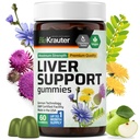BIO KRAUTER Jetrna dopolnila Gumiji - 60 Veganski žveči w/mlečni osat, pokrivna korenina za čiščenje in razstrupljanje jeter - 80% silimarin